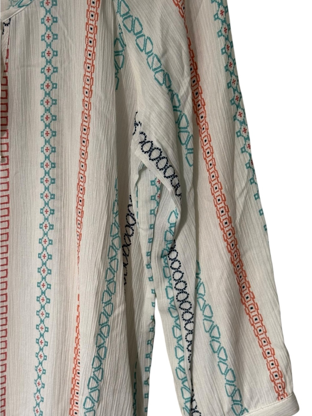Tribal Jeans Embroidered Boho Peasant
Top White Multicolor Stripe Small - Picture 4 of 16